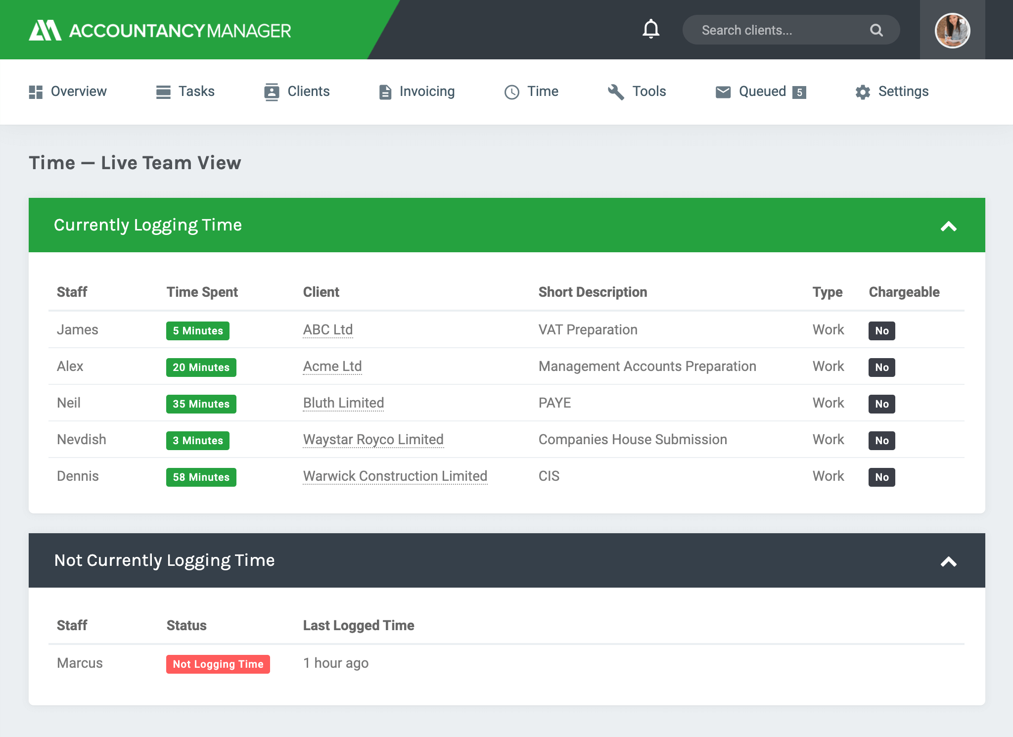 Time tracking - AccountancyManagerBrochureware