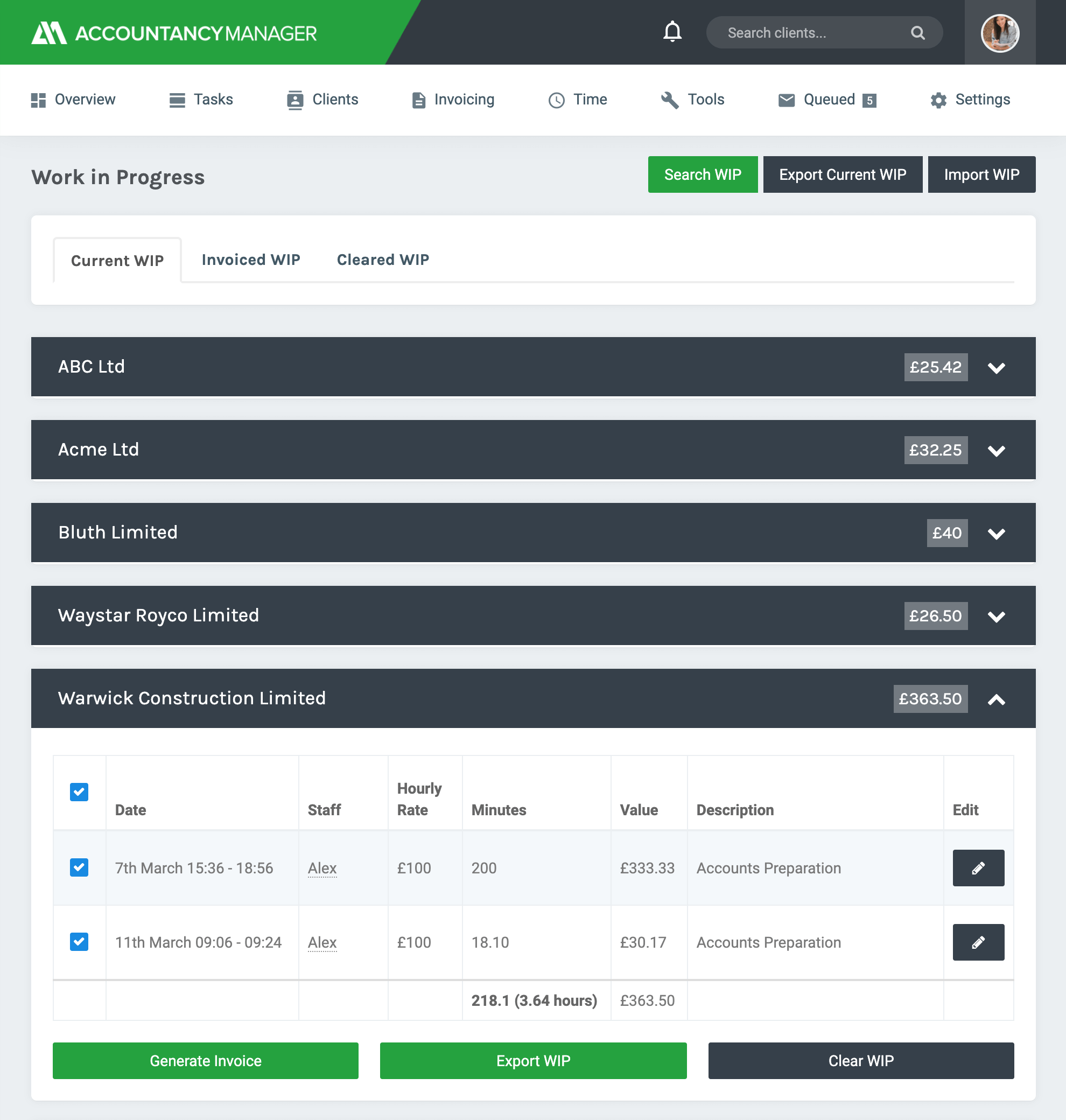 Turn logged time into invoices